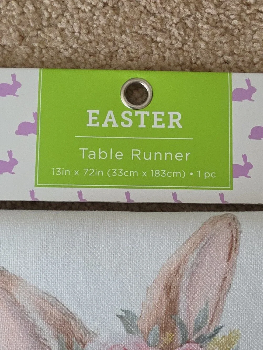 Hobby Lobby Easter Bunny Table Runner - White, Brown, Pink, Blue, Green